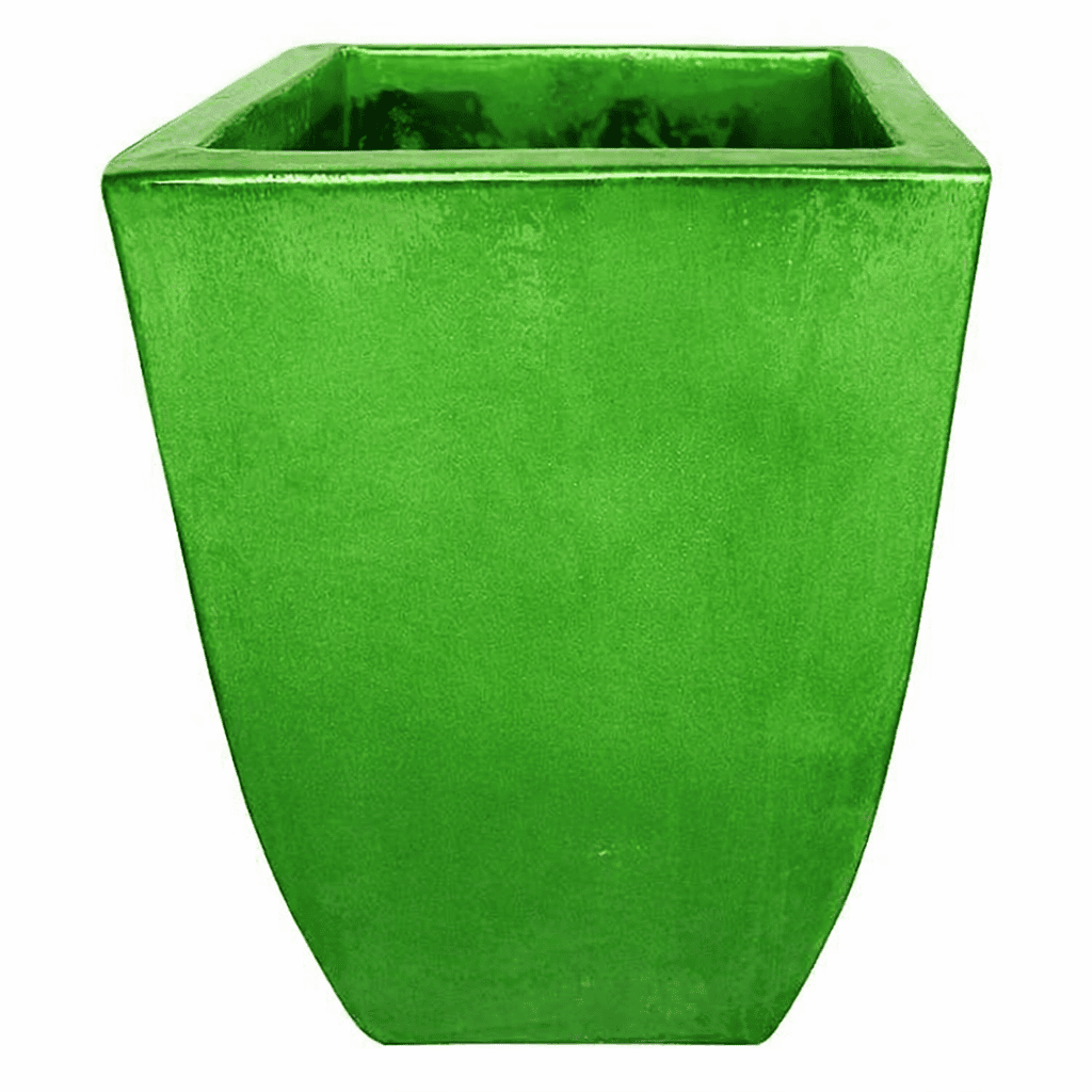 10 Wide Square Lime Green Flower Planter Pottery