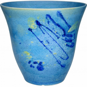 15 Caribbean Ocean Blue Curved Handmade Ceramic Planter Pottery Pottery