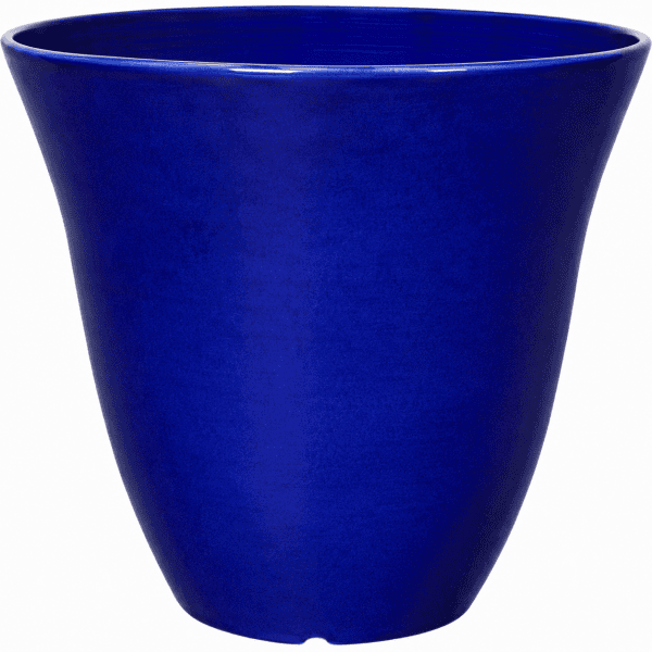 15″ Wide 15″ Tall Round Deep Ocean Blue Flower Pottery Planter