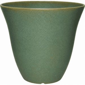 15″ Wide 15″ Tall Round Forest Green Flower Pottery Planter