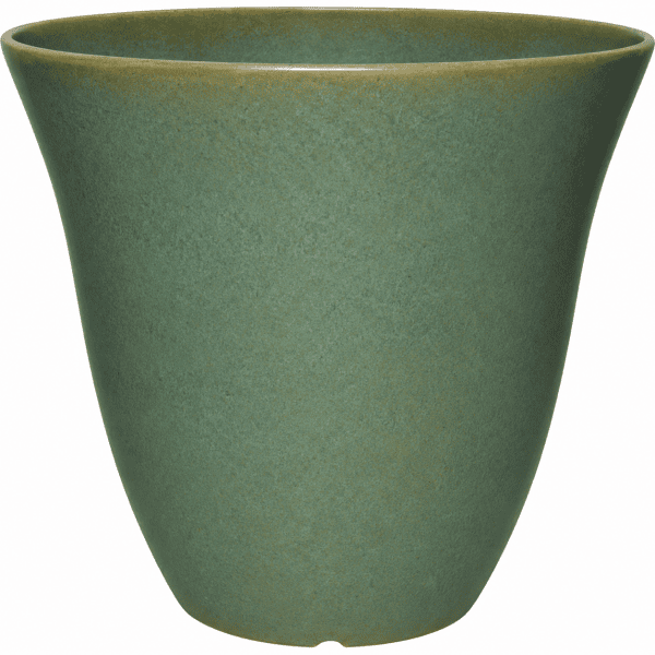 15″ Wide 15″ Tall Round Forest Green Flower Pottery Planter