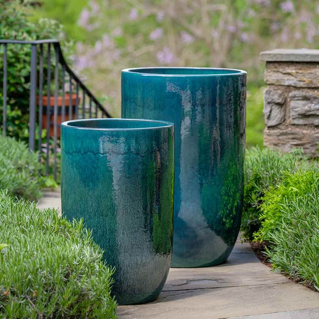 Pottery Pottery Blue Tall Ceramic Planters Hero Image