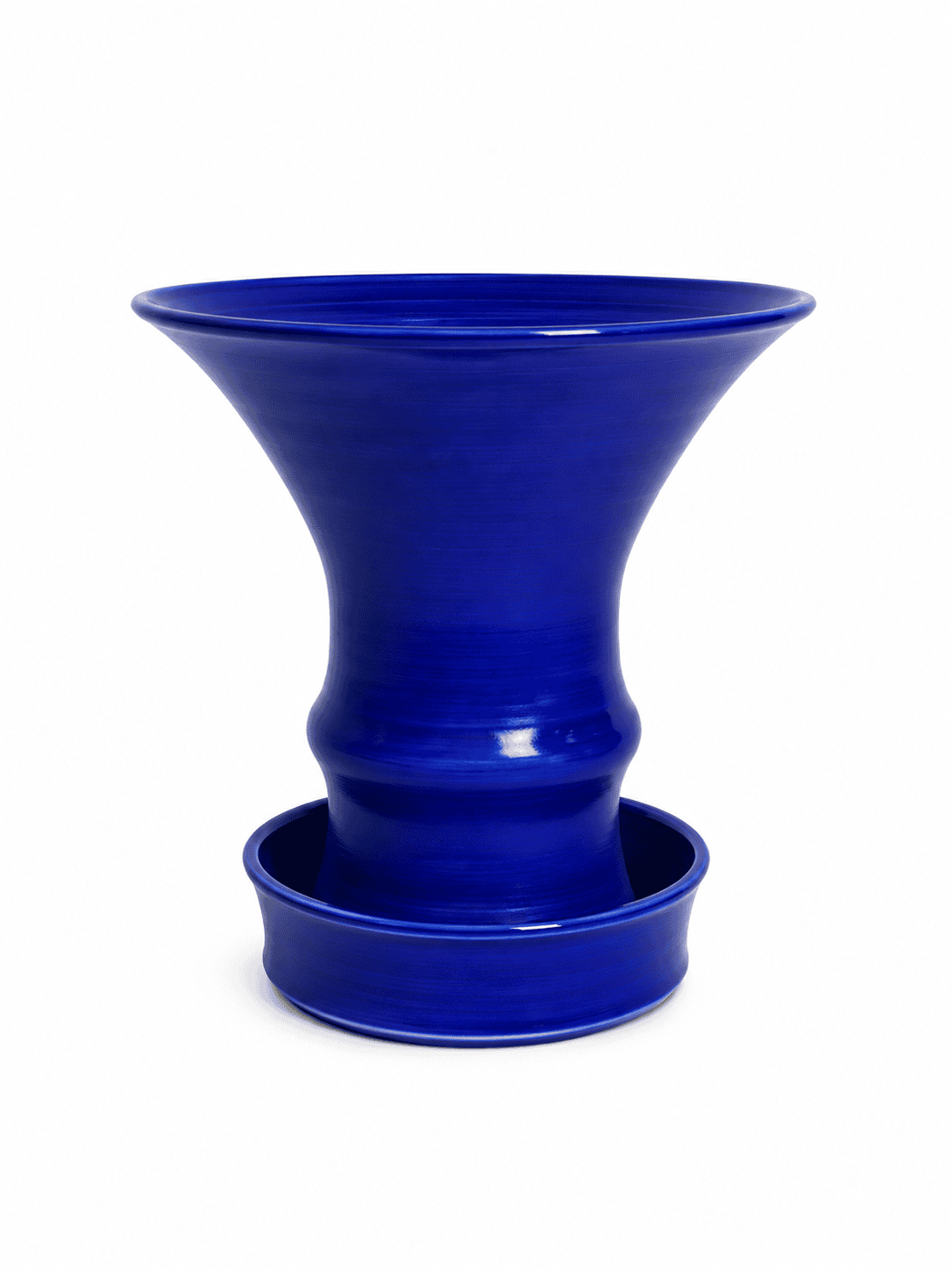 Blossoming Porcelain Flower Pot Deep Dark Ocean Blue